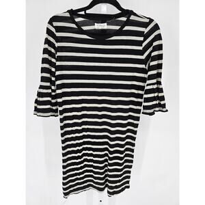 Velvet by Graham Spencer Womens Sz S Mini Shirt Dress Black White Striped